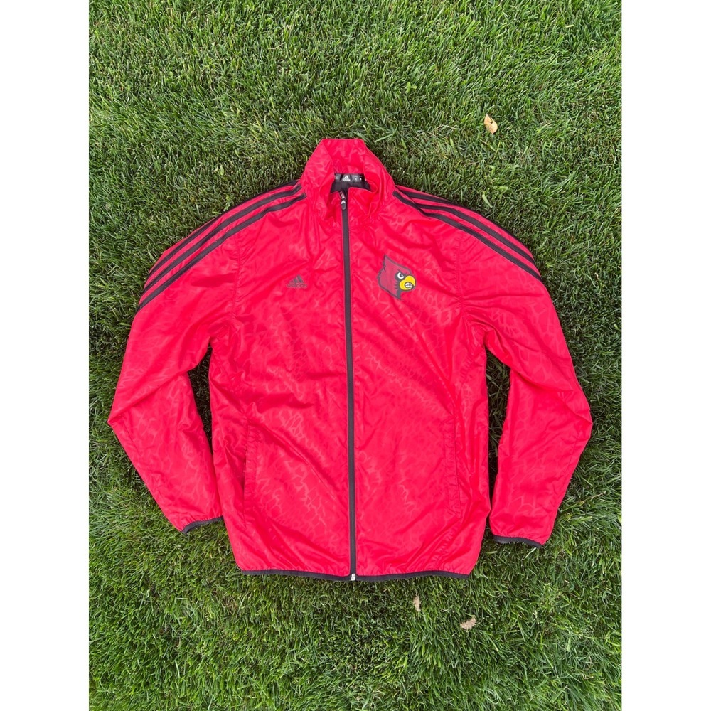 Adidas Louisville Cardinals Red Tonal Graphic Full Zip Windbreaker Jacket 6839A